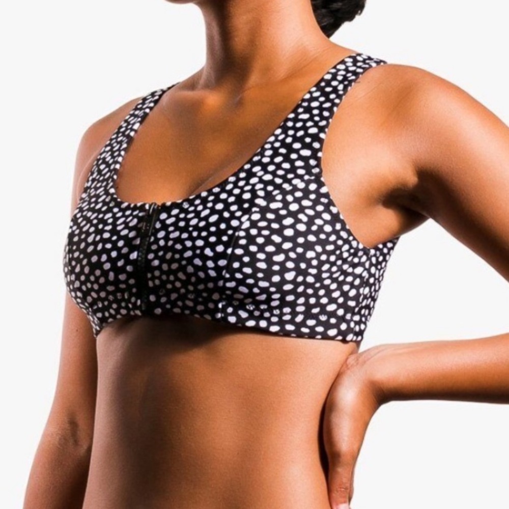 BLACKBOUGH Maui Swim Top Black White Polka Dot Size Small